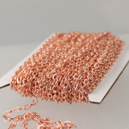 NEW Sale 32 ft of Shinny Copper finished Textured Cable Chain - 4X3mm unsoldered link - 43TEX
