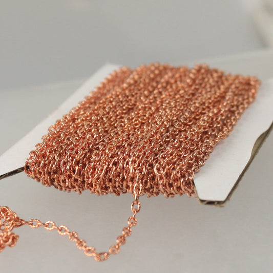 Copper Texture Chain Bulk, 32 ft. of Flat Texture Oval Chunky Cable Chain - 3x2mm Unsoldered - 32TEX