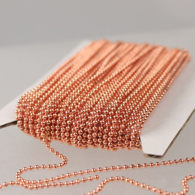 Copper Plated facet BALL Chain - 32 ft. spool of Bulk Ball chain  Wholesale - 1.5mm w/ FREE 50 connectors (Crimp) - 15DC