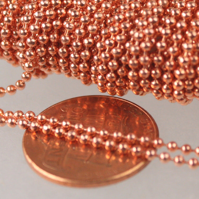 Copper Plated facet BALL Chain - 32 ft. spool of Bulk Ball chain  Wholesale - 1.5mm w/ FREE 50 connectors (Crimp) - 15DC