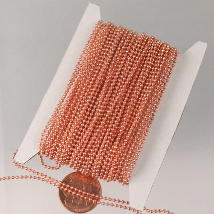 32 Ft. Copper Finished on Brass Faceted Ball Chain - 1.5mm Ball w/ FREE 50pcs Connector (crimp) - 15DC