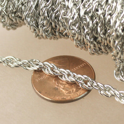 NEW Sale 32 ft of Rhodium Plated BIG Heavy Fashion Rope Chain - 3.5mm Thickness - 35ROPE