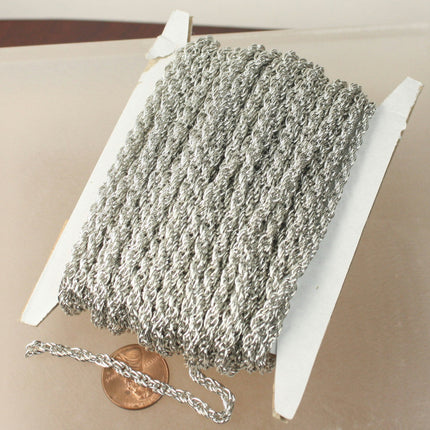 NEW 10 ft of Rhodium Plated BIG Heavy Fashion Rope Chain - 3.5mm Thickness - 35ROPE