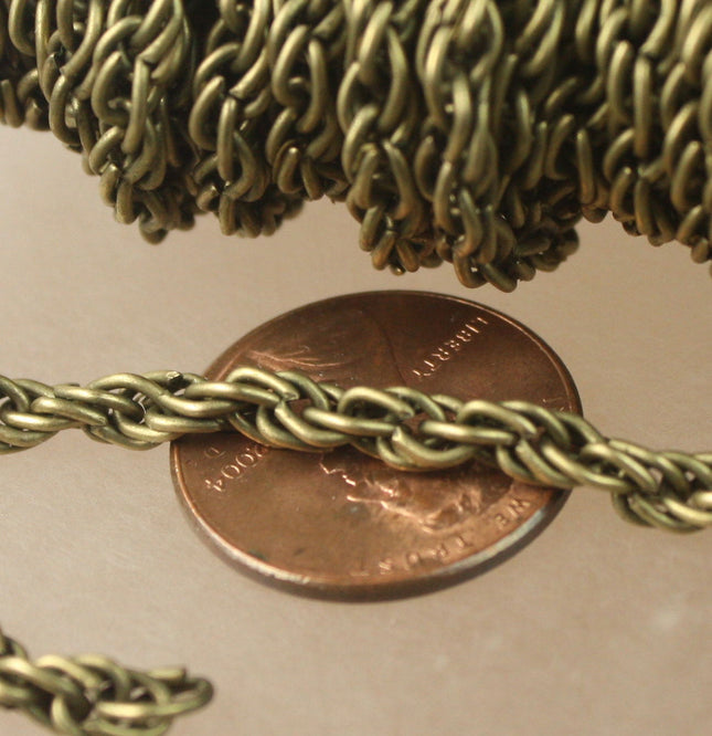 32 ft of Antique Brass Plated BIG Heavy Fashion Rope Chain - 3.5mm Thickness - 35ROPE