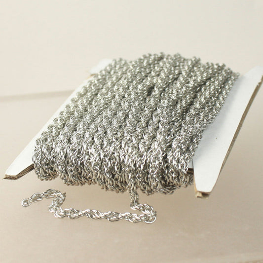 NEW 10 ft of Rhodium Plated BIG Heavy Fashion Rope Chain - 3.5mm Thickness - 35ROPE