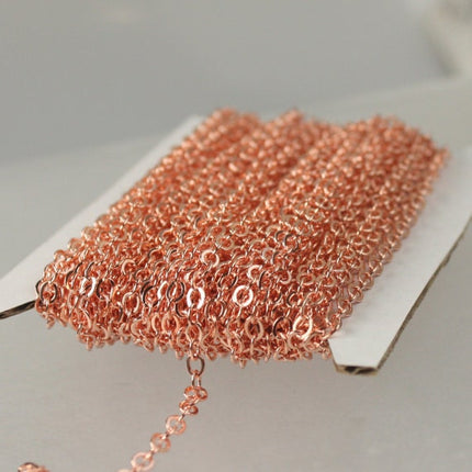 100 ft spool of Bright Copper finished Brass Flat Soldered Cable Chain 3.4x2.9mm - 3429F-BC