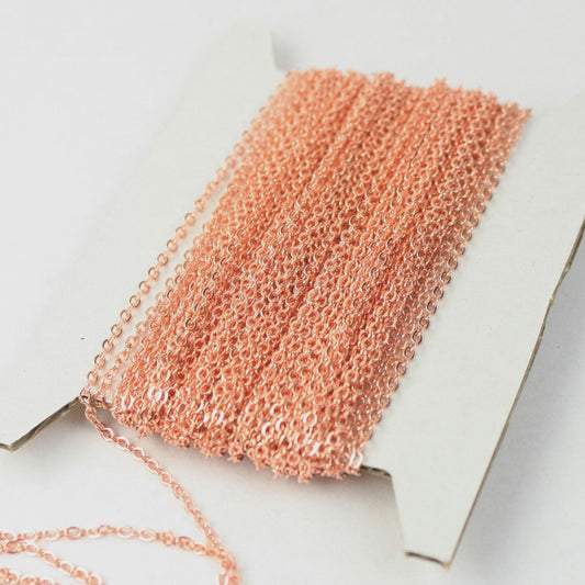 12 ft Copper Chain - 2.4x1.7mm SOLDER Chain - Bright Copper little Oval Flat Soldered Cable Chain - Bulk Dainty Delicate Chain  - 2417F