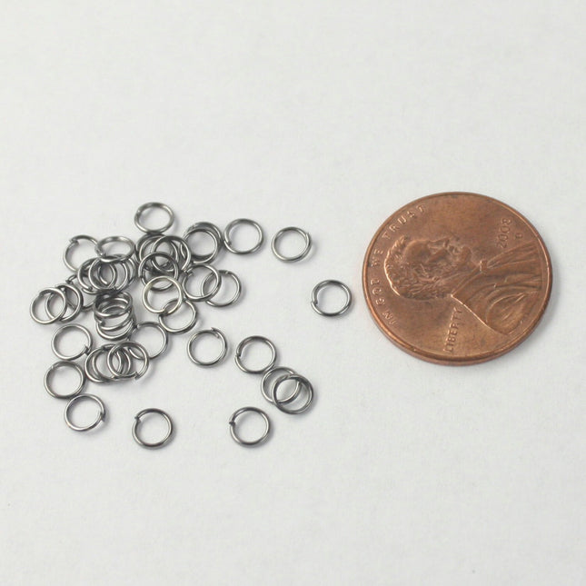 4mm Jump Rings, 200 Gunmetal Jump Rings Jumprings Open 4x0.5mm 24 Gauge 24G Link Connector Open Jump Rings - 5x4mm