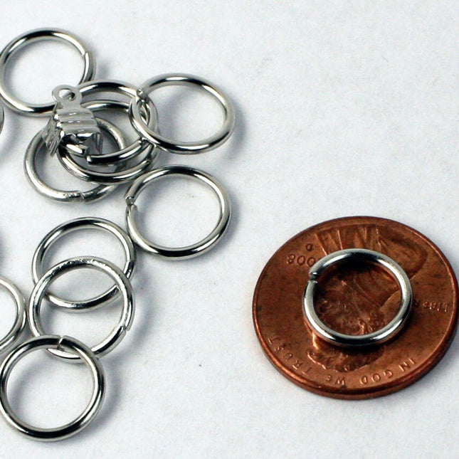 10mm Jump Rings, 50 pcs of Rhodium Jump Rings / Jumprings - 10mm 16 gauge 1.2 mm Link Connector Open Jump Rings 12x10mm