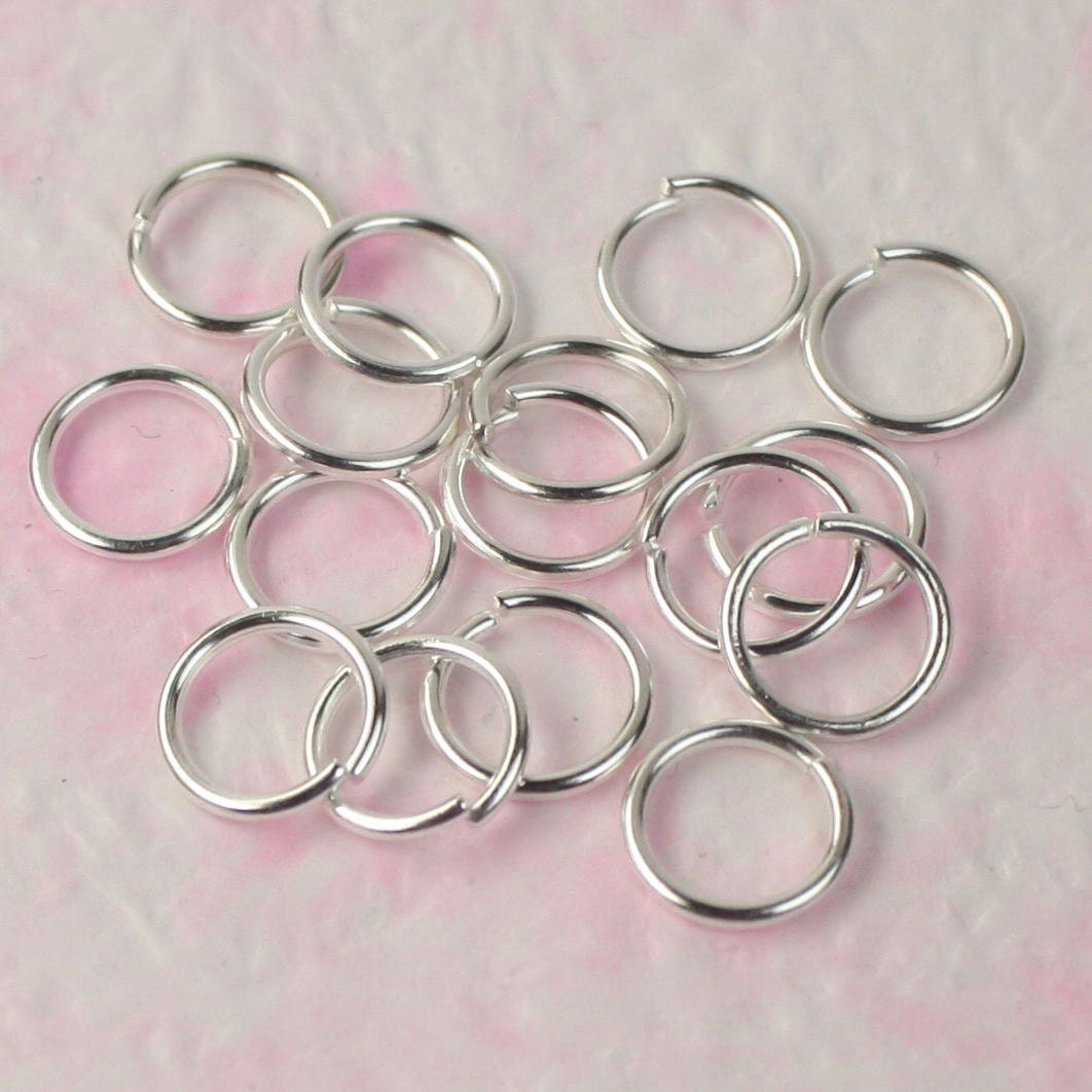 10mm Jump Rings, 50 pcs of Sterling Silver Plated Jump Rings / Jumprings - 10mm 16 gauge 1.2mm Link Connector Open Jump Rings 12x10mm