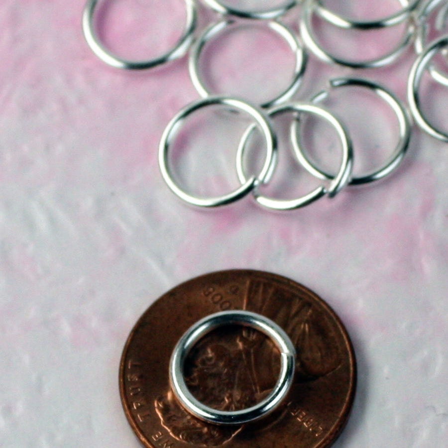 10mm Jump Rings, 50 pcs of Sterling Silver Plated Jump Rings / Jumprings - 10mm 16 gauge 1.2mm Link Connector Open Jump Rings 12x10mm