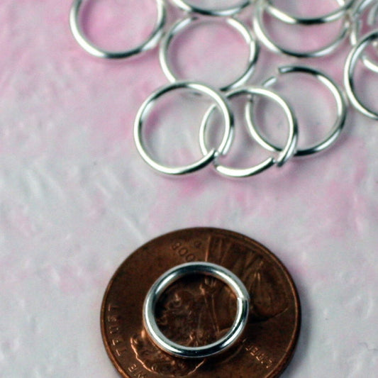 10mm Jump Rings, 50 pcs of Sterling Silver Plated Jump Rings / Jumprings - 10mm 16 gauge 1.2mm Link Connector Open Jump Rings 12x10mm