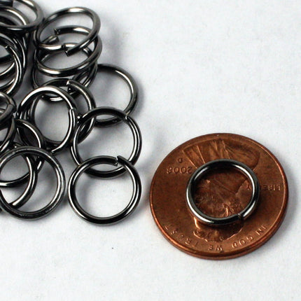 10mm Jump Rings, 50 Gunmetal Jump Rings Jumprings Open 10x1.2mm 16 Gauge 16G Link Connector Open Jump Rings - 12x10mm