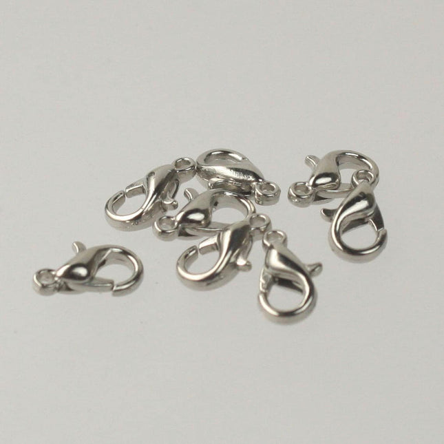 30 pcs of Rhodium Plated Alloy Zinc lobster claw clasp 10x5mm - LOB10