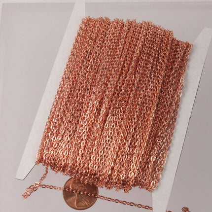 Anti-Tarnishing Bright Copper/Sterling Silver/Pinky Gold/24K Dark Gold Plated Flat Cable Chains - 3x2.2mm unsoldered - ATC322FLAT