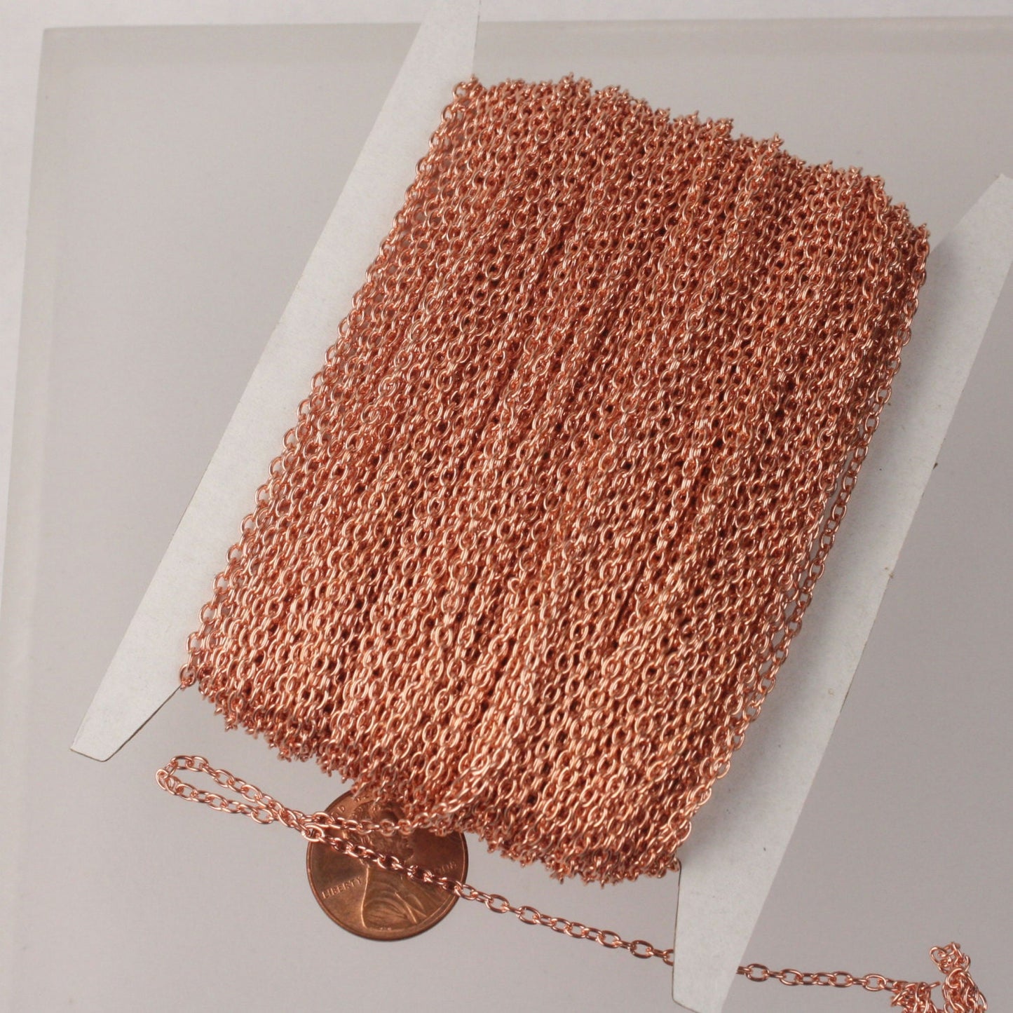 12 ft spool of Bright Copper Plated Round cable chain - Sturdy 3.0x2.1mm - unsoldered link - 3021CA