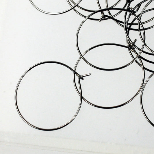 NEW Wholesale 100 pcs  - 25mm 1 inch Gunmetal Wine Glass Hoops Simple hoop earwires - Ship from California USA