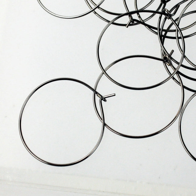 NEW Wholesale 100 pcs  - 25mm 1 inch Gunmetal Wine Glass Hoops Simple hoop earwires