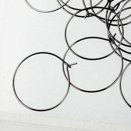 NEW Wholesale 500 pcs  - 25mm 1 inch Gunmetal Wine Glass Hoops Simple hoop earwires