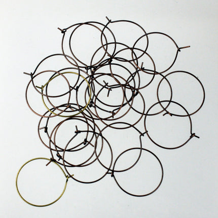 NEW Wholesale 100 pcs  - 25mm 1 inch Antique Copper Plated Wine Glass Hoops Simple hoop earwires