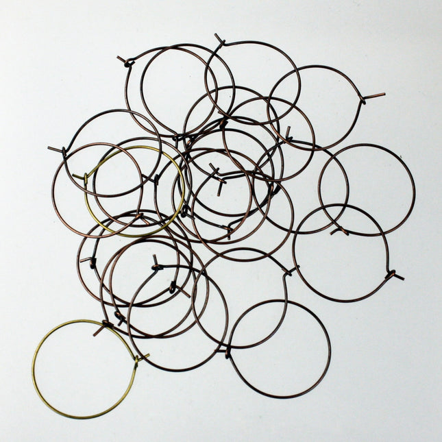 NEW Wholesale 100 pcs  - 25mm 1 inch Antique Copper Plated Wine Glass Hoops Simple hoop earwires