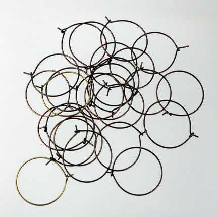 NEW Wholesale 500 pcs  - 25mm 1 inch Antique Copper Plated Wine Glass Hoops Simple hoop earwires