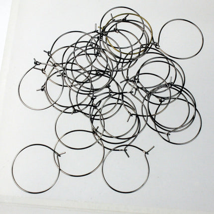 NEW Wholesale 100 pcs  - 25mm 1 inch Gunmetal Wine Glass Hoops Simple hoop earwires