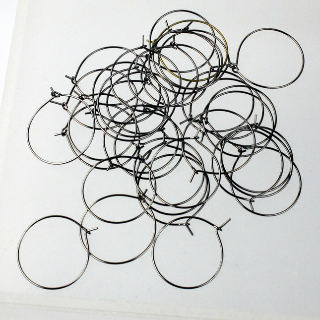 NEW Wholesale 100 pcs  - 25mm 1 inch Gunmetal Wine Glass Hoops Simple hoop earwires