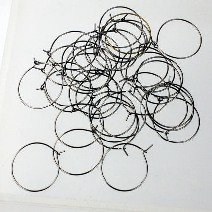 NEW Wholesale 500 pcs  - 25mm 1 inch Gunmetal Wine Glass Hoops Simple hoop earwires