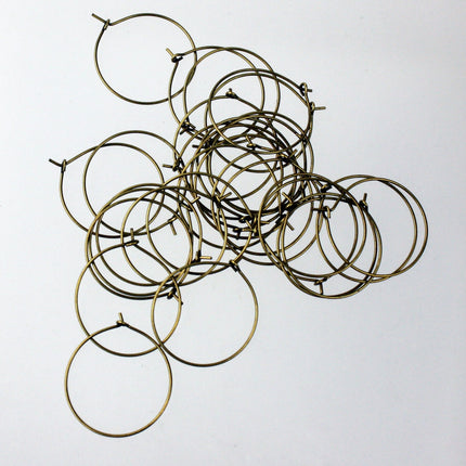 NEW Wholesale 500 pcs  - 25mm 1 inch Antique Brass Plated Wine Glass Hoops Simple hoop earwires
