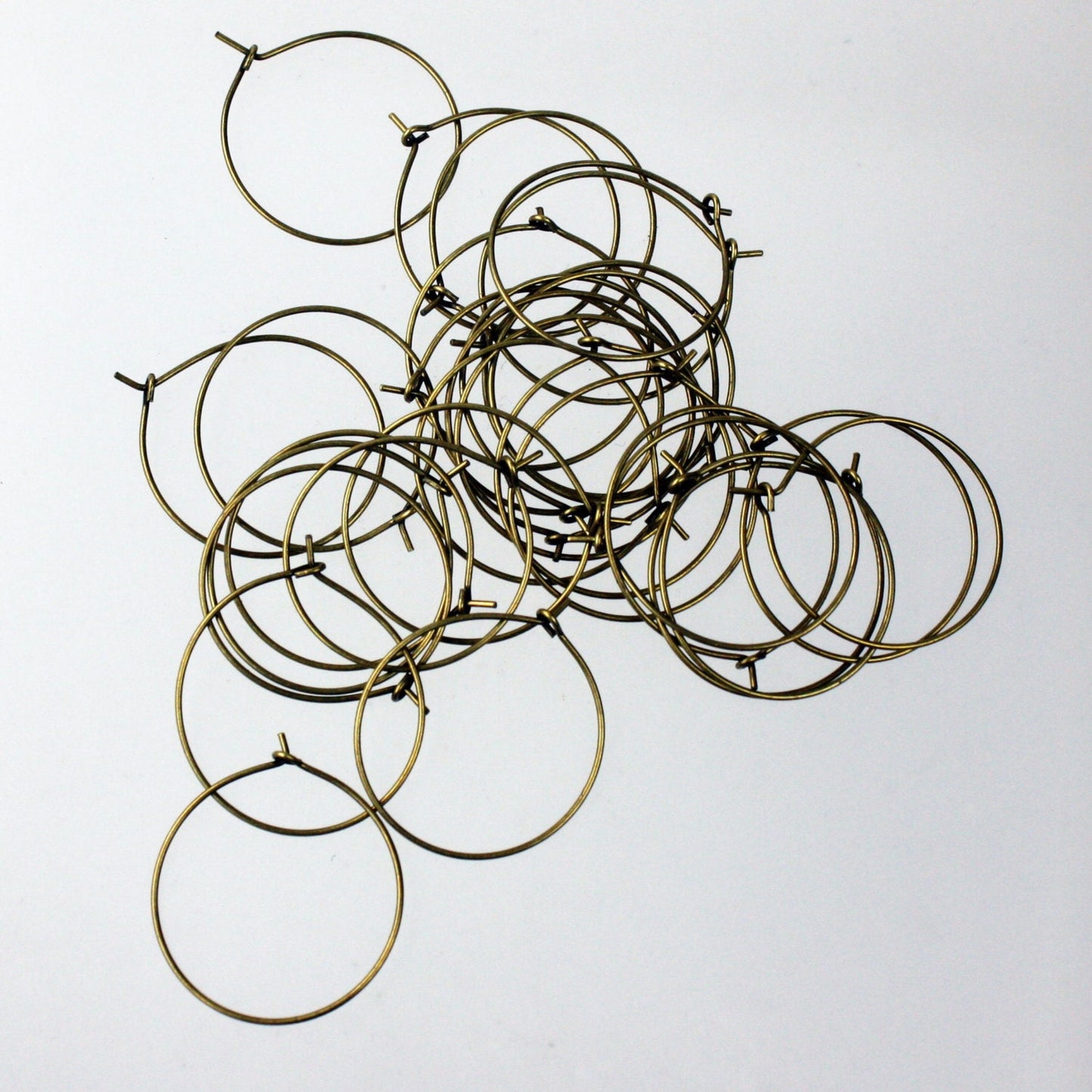 NEW Wholesale 100 pcs  - 25mm 1 inch Antique Brass Plated Wine Glass Hoops Simple hoop earwires - Ship from California USA