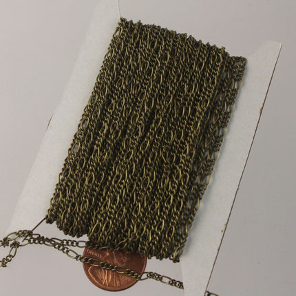100 feet spool of Antique Brass Figaro Chain Antique Bronze SOLDERED Chain Sturdy figaro chain 2x4.5mm - Necklace  Wholesale - 245FIGARO