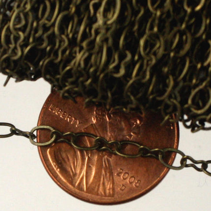NEW 100  ft spool of Antique Brass SOLDERED Figure 8 Connector Chain - 3.9x2.7mm links - 843F
