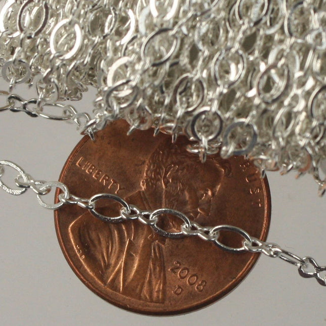 100 ft spool of Silver Plated SOLDERED Figure 8 Connector Chain - 3.9x2.7mm links - 843F