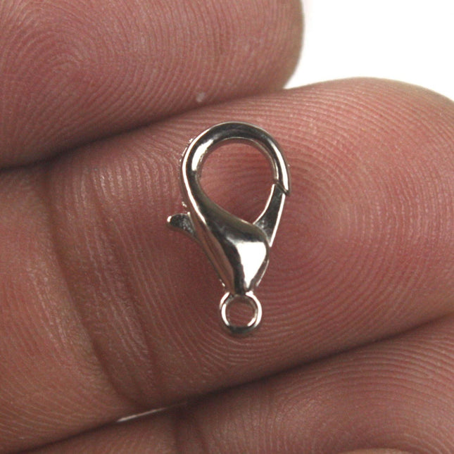 NEW New 25 pcs of Rhodium Plated BIG Large lobster claw clasp - 14x8mm- LOB14