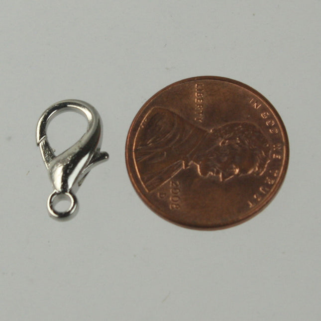 100 pcs of Rhodium Plated extra LARGE 16mm lobster claw clasp - 16x9mm - LOB16