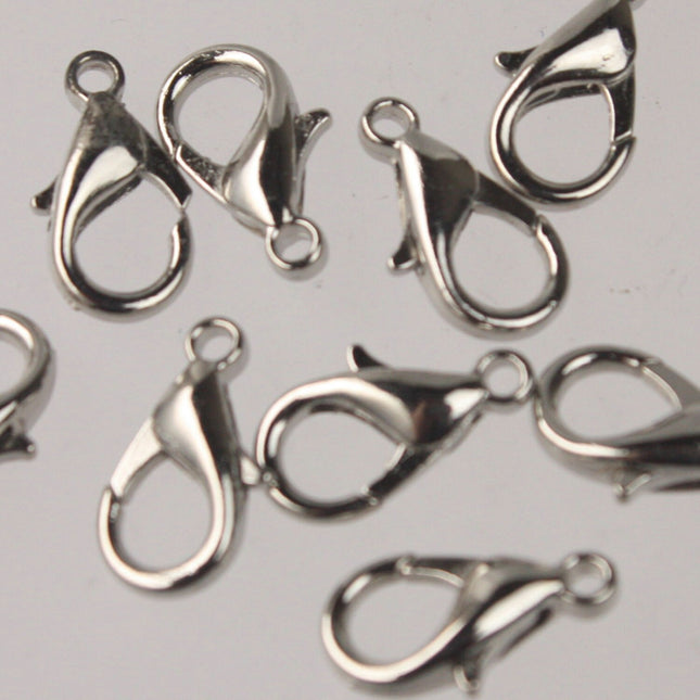 NEW New 25 pcs of Rhodium Plated BIG Large lobster claw clasp - 14x8mm- LOB14