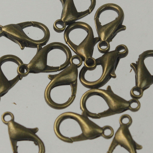 25 pcs of Antique Brass BIG Large lobster claw clasp - 14x8mm- LOB14