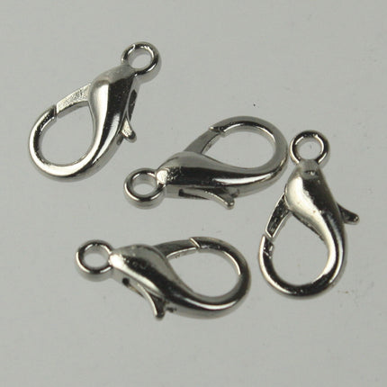 100 pcs of Rhodium Plated extra LARGE 16mm lobster claw clasp - 16x9mm - LOB16