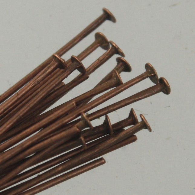 Bulk/FingerPick 250 pcs of Antique Copper round headpin - 38mm/1.5 inch 22 gauge - TPIN-22G-38