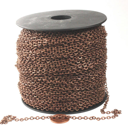 10 ft of Antique Copper Large BIG Flat Cable Chain - 4X3.5mm SOLDERED link -  - 435F