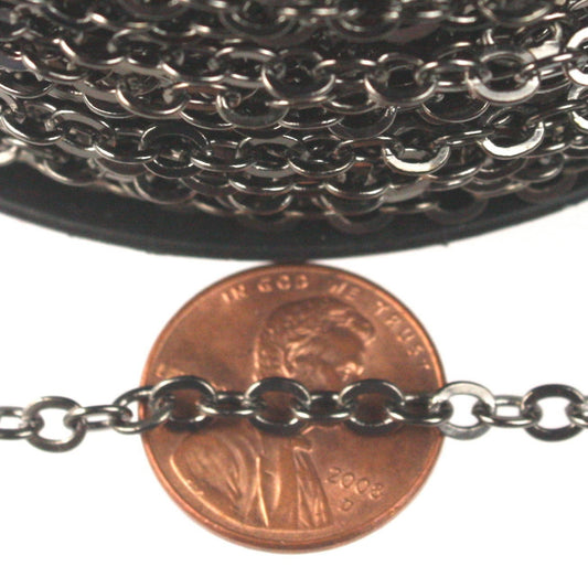 32 ft of Gunmetal Large BIG Flat Cable Chain - 4X3.5mm SOLDERED link -  - 435F