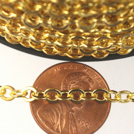 10 ft of Gold Plated Large BIG Flat Cable Chain - 4X3.5mm SOLDERED link -  - 435F