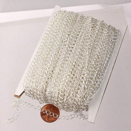 32 ft Sterling Silver Plated SOLDER Curb Chain EXTENDER Chain - 4x3mm Soldered Link - 43CURB