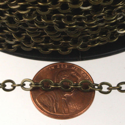 Antique Brass Chain,10 ft of Antique Brass Large BIG Flat Cable Chain - 4X3.5mm SOLDERED link - 435F