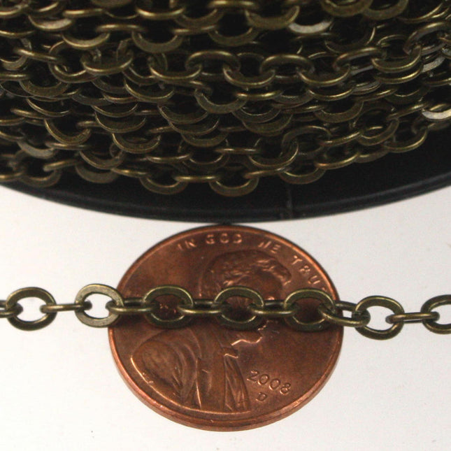 Antique Brass Chain,10 ft of Antique Brass Large BIG Flat Cable Chain - 4X3.5mm SOLDERED link - 435F