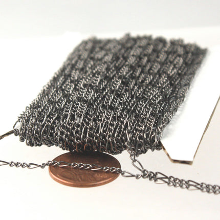 10 feet of Gunmetal Figaro Chain Bulk, SOLDERED Chain Facet Sturdy figaro chain 1.8mm - Necklace   DIY Chain - 1.8FIGARO