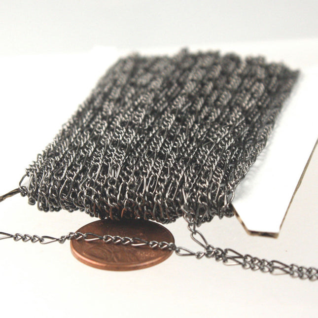 Gunmetal Figaro Chain Bulk, 100 feet of SOLDERED Chain FACET Sturdy figaro chain 1.8mm - Necklace   DIY Chain - 1.8FIGARO