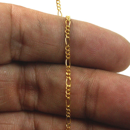 Gold Plated Figaro Chain Bulk, 32 ft. of SOLDERED Chain Facet Sturdy figaro chain 1.8mm - Necklace   DIY Chain - 1.8FIGARO