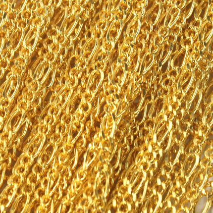 Gold Plated Figaro Chain Bulk, 100 feet of SOLDERED Chain FACET Sturdy figaro chain 1.8mm - Necklace   DIY Chain - 1.8FIGARO